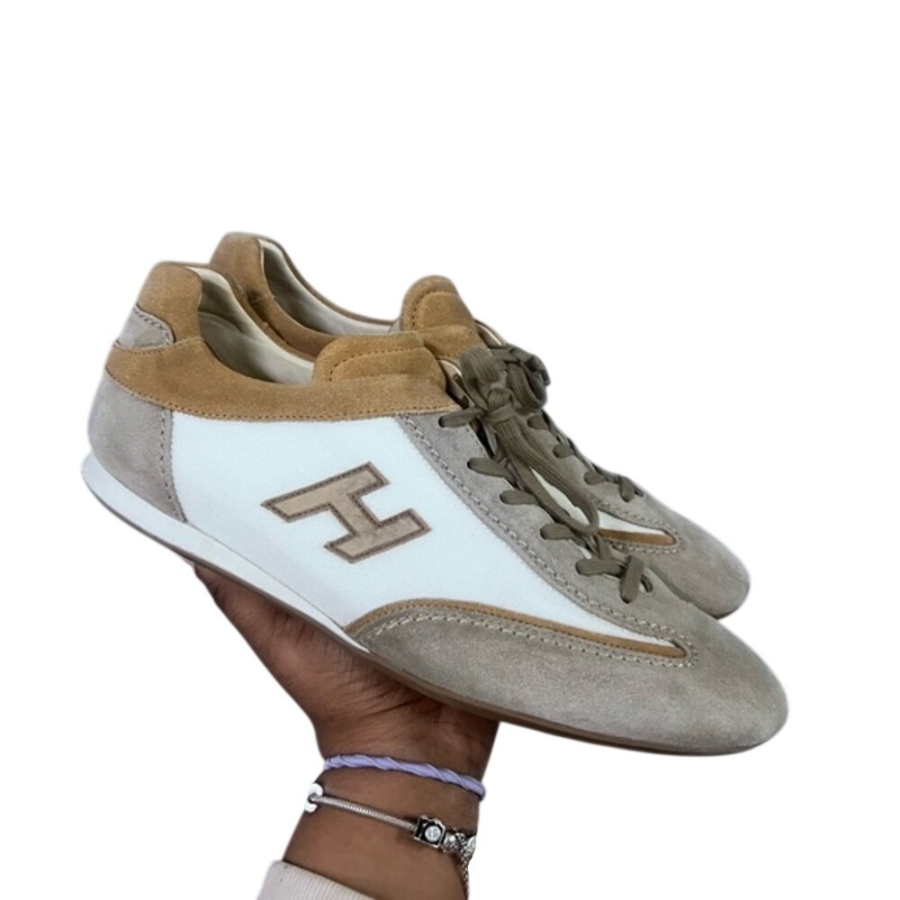 Hogan Men's Casual Sneakers White Suede Leather Lace Up "H" Logo Size 10